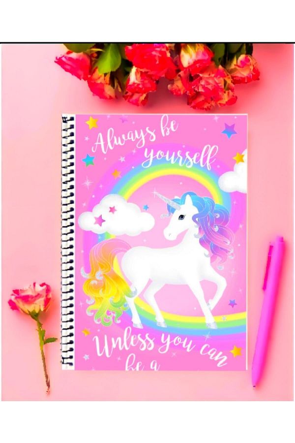 ROLLAS STORE-Unicorn Notebook 1 Piece Special Design A4 Size 21*29 Cm Wired Striped 1