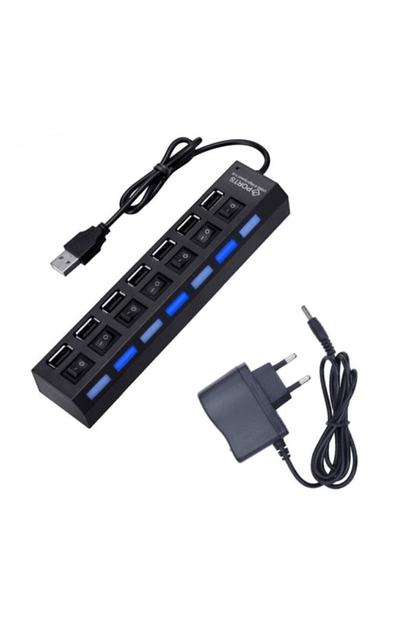 WOZLO-7 Port Usb Hub Multiplexer With On / Off Button Illuminated 1
