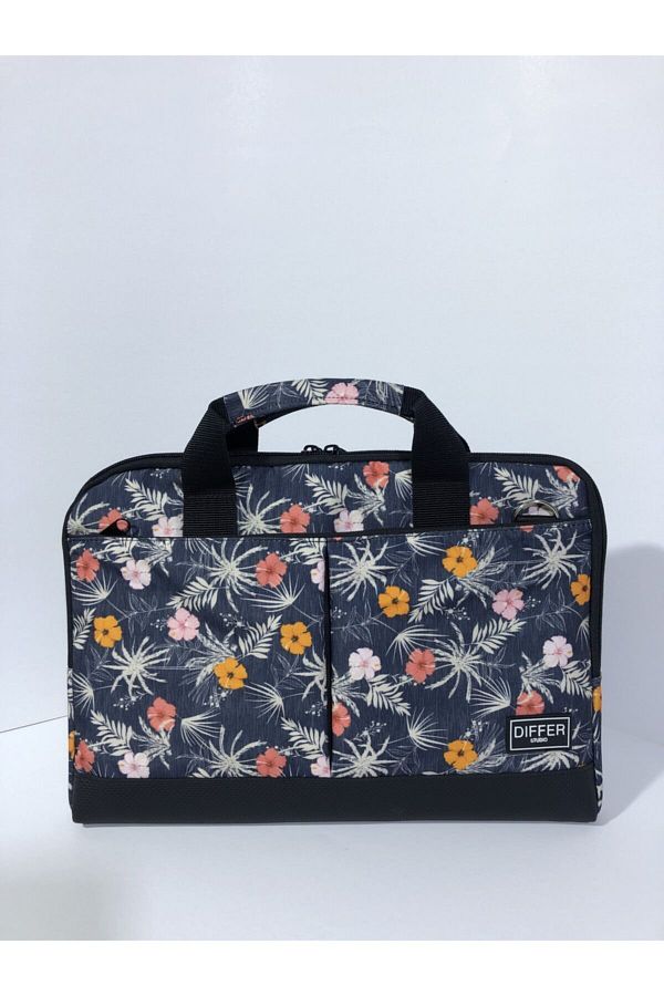 Differ-13-14'' Inch, Denim Look Flower Pattern, Shoulder Strap and Cross Notebook Laptop Macbook Bag 1