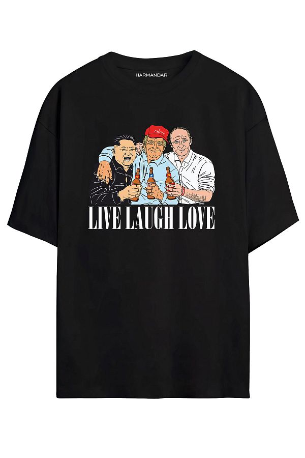 Harmandar Kim Jong Un Trump Putin Besties Printed Unisex Black Oversize T shirt Trendyol