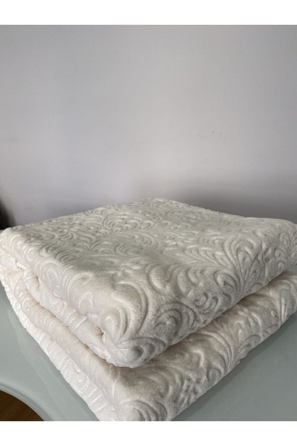 Bahar Battaniyeleri-Double Soft Embos Blanket - Bone Charic Color 1