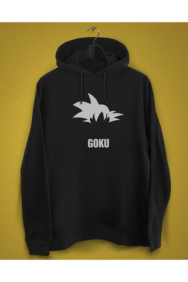YEACHY-Women's Black Dragon Ball Goku Hooded Printed Sweatshirt 1