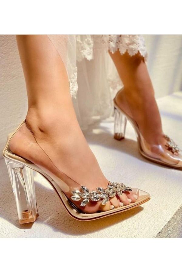 Clear heels with stones store