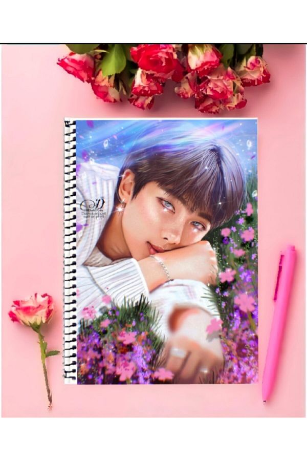 FBN STORE-Bts Notebook 1 Piece Special Design A4 Size Wired Checkered Notebook 21*29 Cm 1
