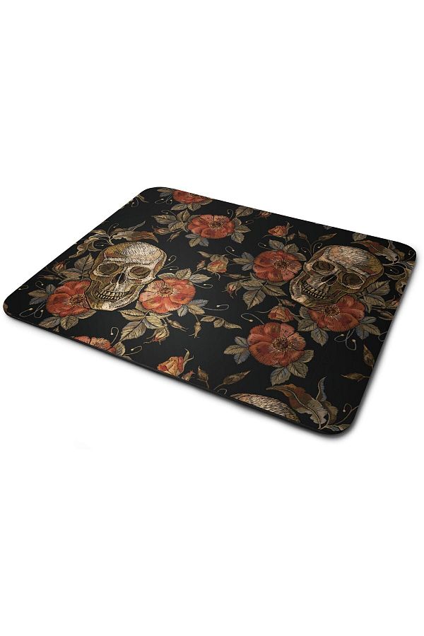 WuW-Skull Skeleton And Flower Patterned Gothic Rectangle Non-Slip Base Mouse Pad 1