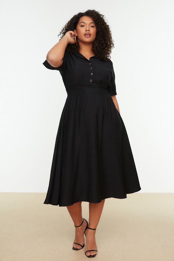 Trendyol Curve-Gewebtes Kleid mit Gips- und Knopfdetails 1