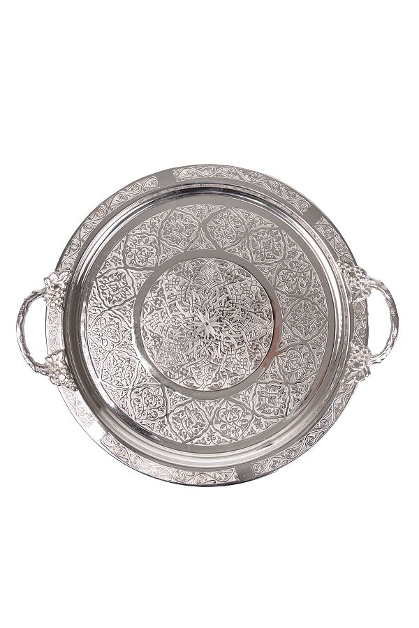 DMT COPPER HOME-Dmt Gaziantep Copper 29cm Handcrafted Presentation Serving Tray 29cm with Authentic Looking Handles 1