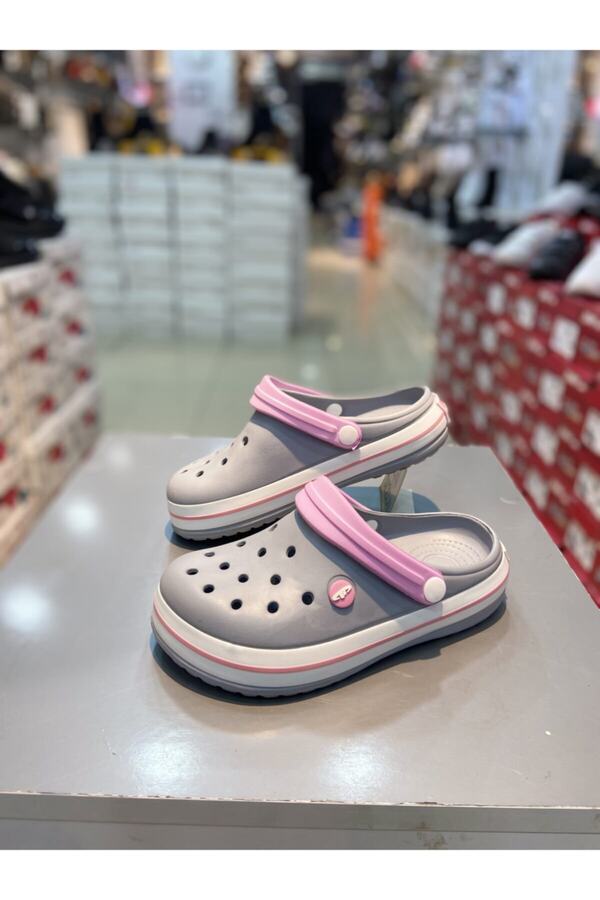 crocs grey and pink