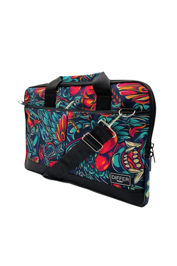 Differ-13-14'' Inch Mask Pattern Shoulder Strap and Cross Notebook Laptop Macbook Bag 1