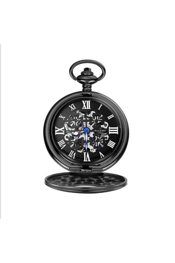 Kronen Sohne Kronen Sohne Ksp03 German Mechanical Winding Skeleton Black Bracelet Pocket Watch Trendyol