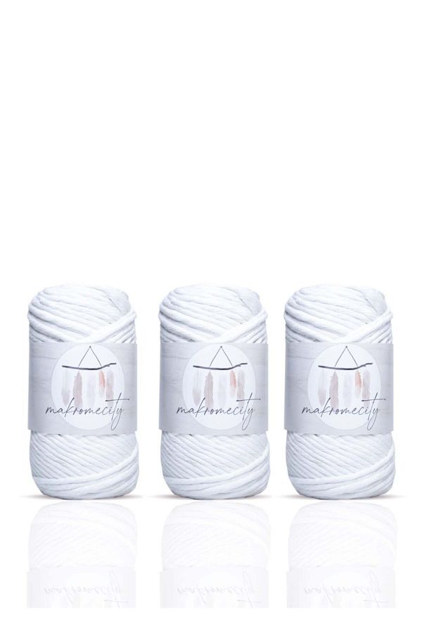 Makromecity-Premium Screening Macrame Thread 3mm Macrame Screwable Hobby Thread Set of 3 White 1