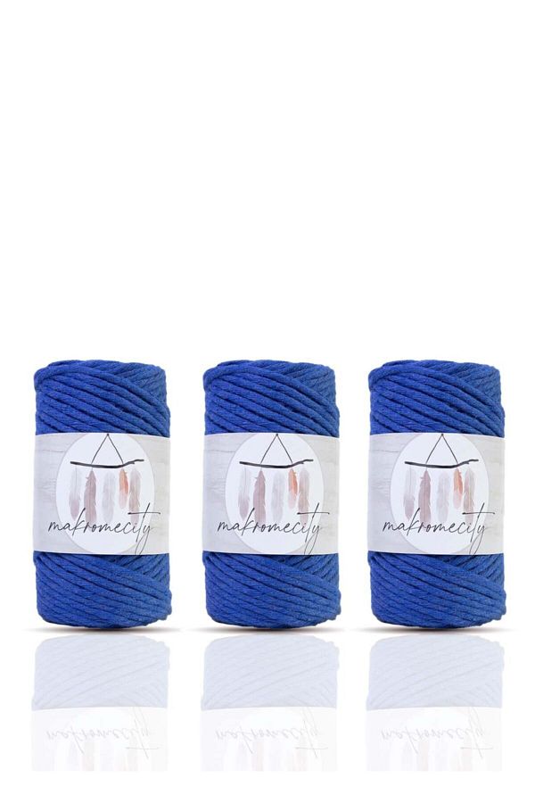 Makromecity-Premium Screened Macrame Thread 3mm Macrame Screenable Hobby Thread Set of 3 3 Saks Blue 1