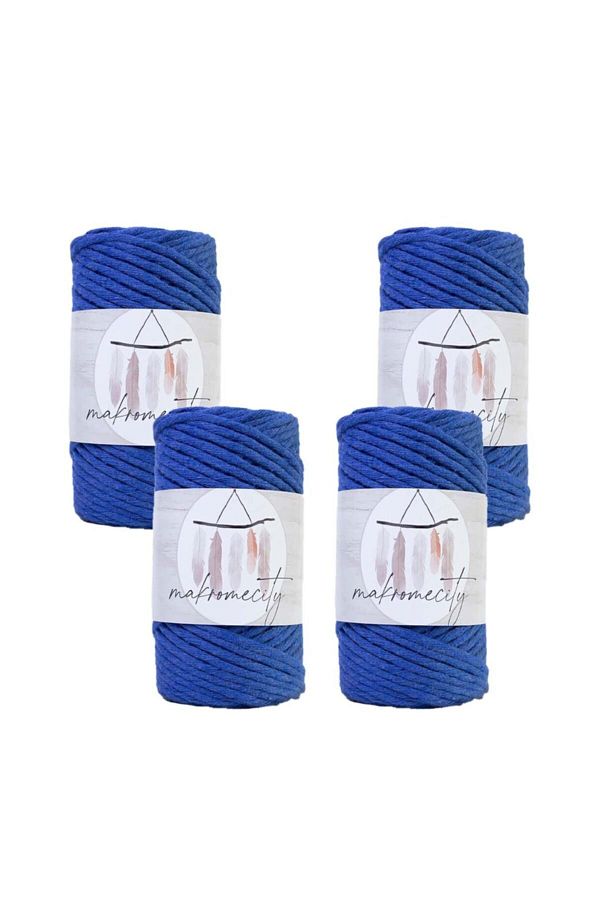 Makromecity-Premium Screened Macrame Thread 3mm Macrame Screenable Hobby Thread Set of 4 4 Saks Blue 1