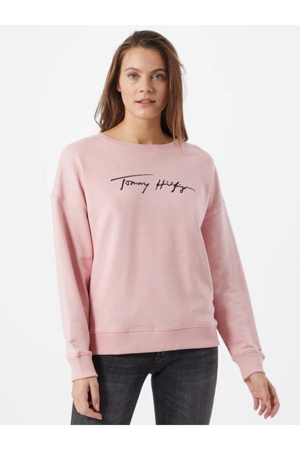 Tommy Hilfiger Signature Logo Women s Sweatshirt Trendyol