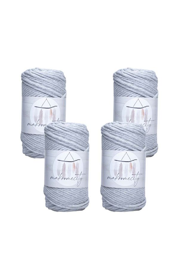 Makromecity-Premium Screwed Macrame Thread 3mm Macrame Screwable Hobby Thread Set of 4 Gray 1