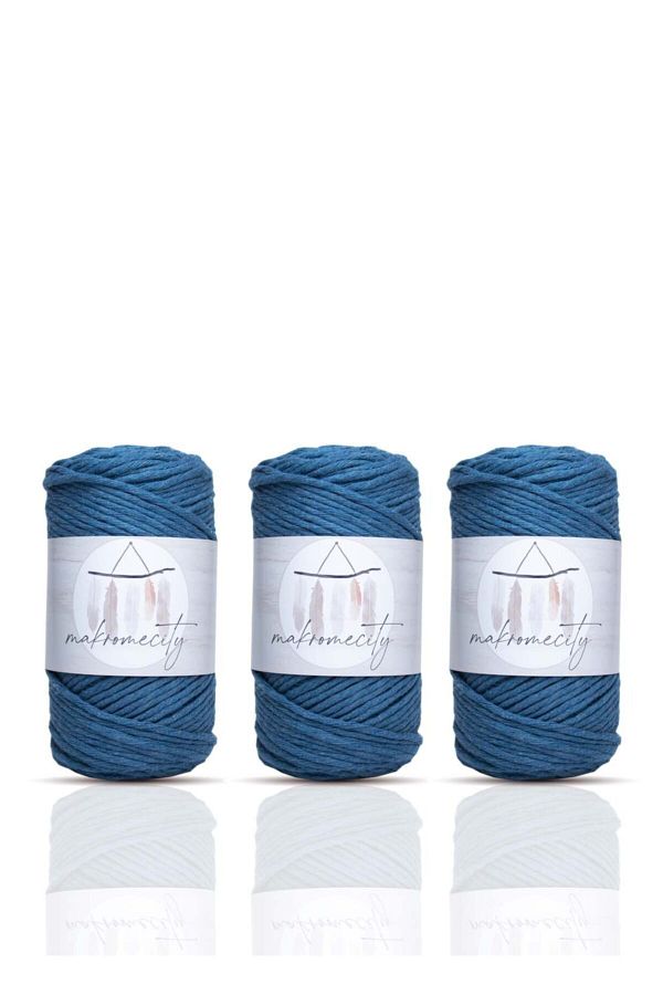 Makromecity-Premium Tearable Macrame Twine 3mm Makrame Tearable Hobby Twine Σετ 3 τεμαχίων 3 τζιν μπλε 1