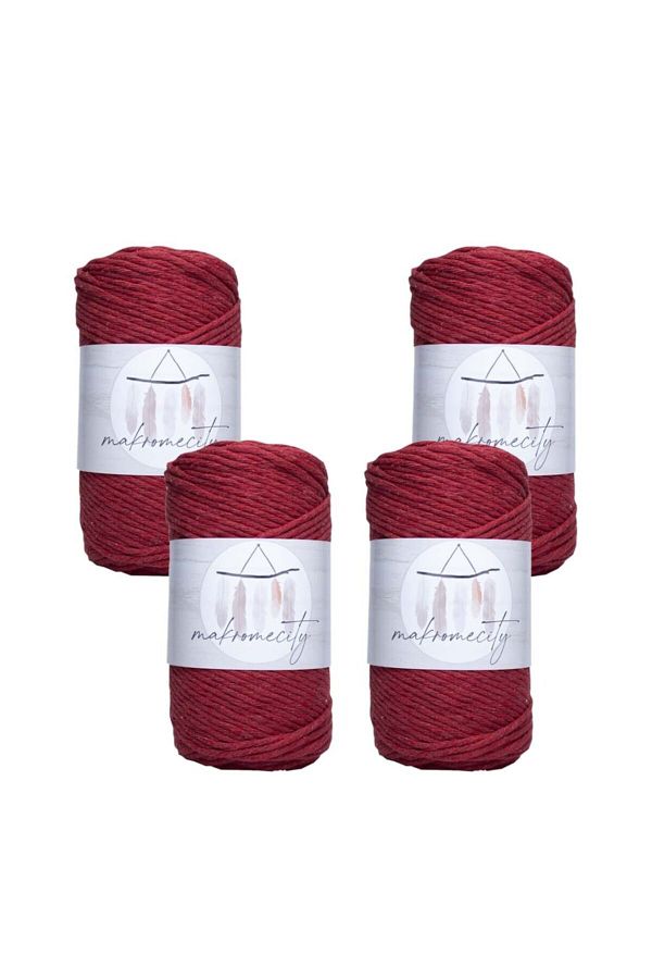 Makromecity-Premium Screwed Macrame Thread 3mm Macrame Screwable Hobby Thread Set of 4 Red 1