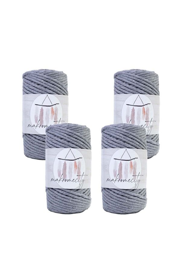 Makromecity-Premium Screened Macrame Thread 3mm Macrame Screenable Hobby Thread Set of 4 Dark Gray 1