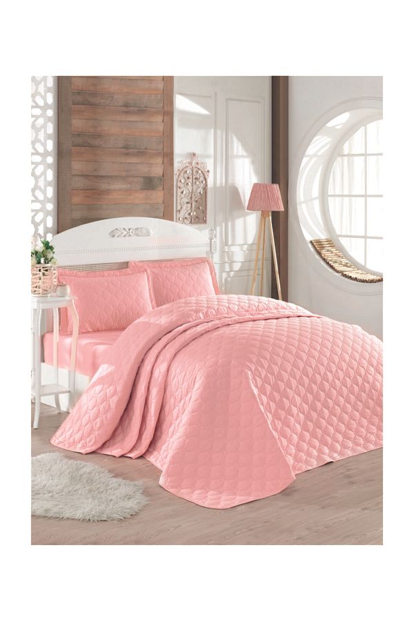Clasy-Ranforce Double Bedspread Set Rabel Pudra 1