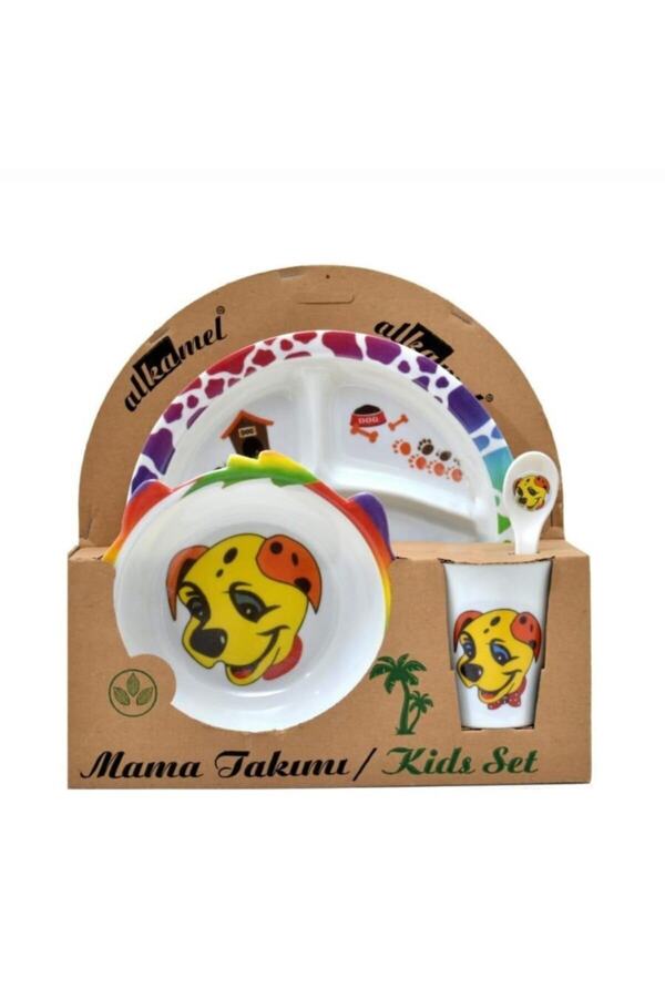 GGS Bebek Mama Tabağı Köpek Formlu 5 Li Set Melamin Figürlü