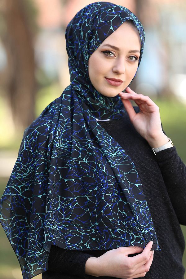 Stella-Watershine Patterned Chiffon Shawl Model 72*180cm Mint 1