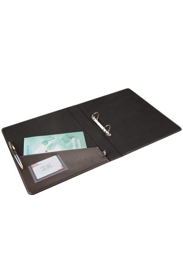 2K-A4 Artificial Leather 2-Ring Elite Document Presentation Folder (250 Sheets Capacity) - Brown 1