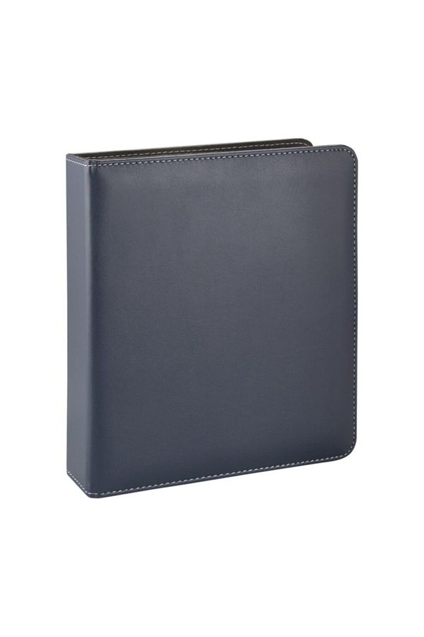 2K-A5 Small Size Faux Leather Elite Document Presentation Folder with 2 Rings (250 SHEETS CAPACITY) - Navy Blue 1