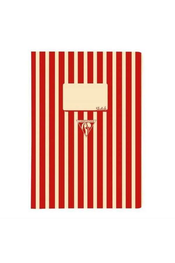 Clairefontaine-Basics Ivory Wire Stitched Drawing Notebook 90 Gr24 YpA4 Red Line Pattern 1