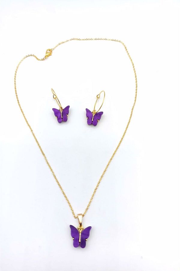Butterfly necklace and earring clearance set