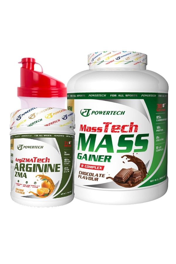 POWERTECH-Masstech Mass Gainer 3600 Gr - Chocolate Colored, Arginine Zma 71 Serve Orange 1