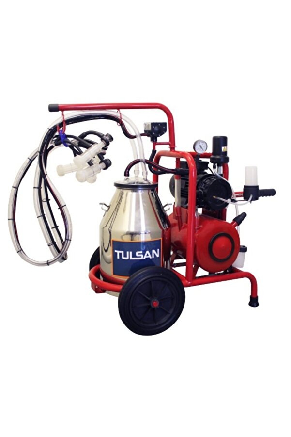 TULSAN Klasik Tip Çift Sağım Keçi Sağım Kuru Pompa Paslanmaz Krom Tek Güğüm 30 L Süt Sağım Makinesi