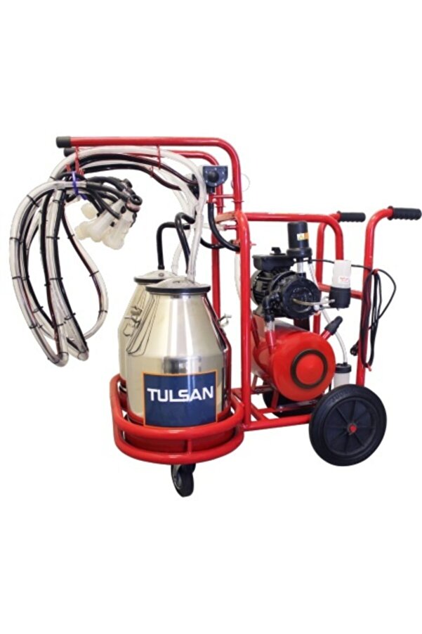 TULSAN Klasik Tip Dört Keçi Sağma Kuru Pompa Paslanmaz Krom Çift Güğüm 30 L Süt Sağım Makinesi