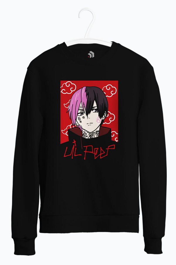 karikaturstore Lil Peep Akatsuki Gang Hip Hop Anime Printed Crew Neck Sweatshirt Trendyol