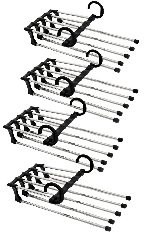 Buffer-® 4 Pieces Movable Closet Pants Tie Shawl Organizer Layered Hanger Organizer 1
