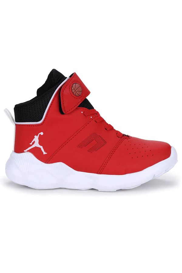 Kiko Kids Boys Girls Red Basketball Shoes Velcro Lightweight Casual Unisex Sports Shoes Rio Trendyol