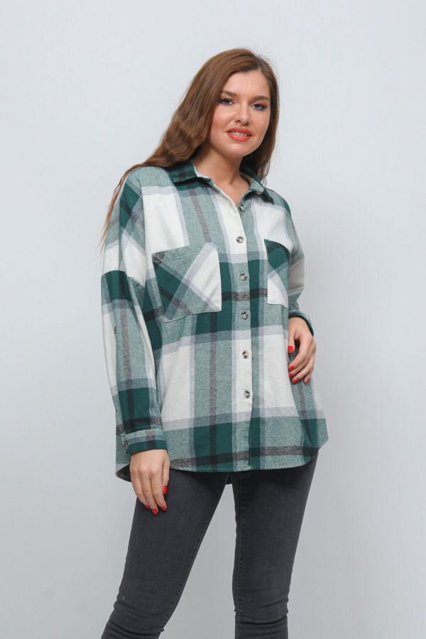 TUSSE-Plaid Patterned Battal Cotton Oversize Lumberjack Shirt 1