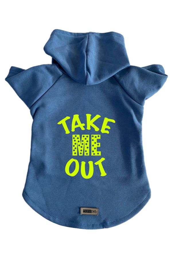 Monopetz-Hooded Sweatshirt Dog And Cat Outfit - Size S - Blue Take Me Out 1