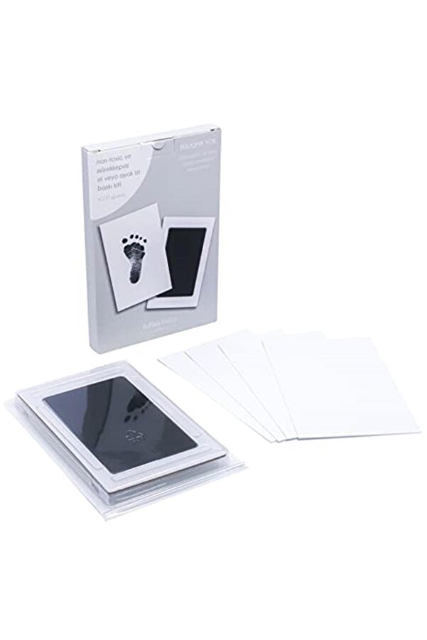 Fufizu Bebek El Veya Ayak Izi Seti - Toksik Olmayan Mürekkepsiz Baskı Kiti - Yenidoğan Uyumlu - 4 Adet Kart