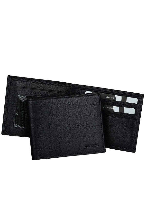Grande-Men's Wallet - Genuine Leather, Black, Grande1566 1