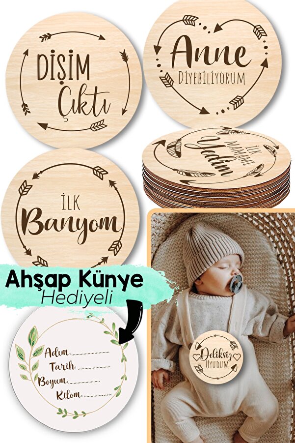Enjoymydesign Bebek Anı Kartları İlklerim Seti Yeni Doğan Hediyesi Bebek Hatıra Kartı Seti
