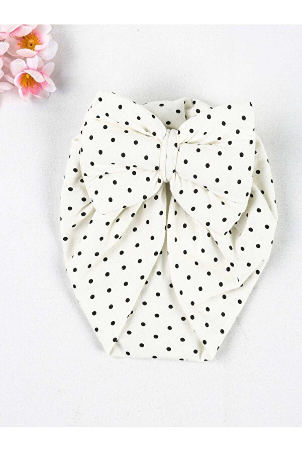 ÖZLEM BEBE Beyaz Fiyonklu Kız Bebek Bone