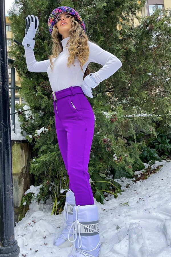 BERFU KIRAN Skinny Leg Ski Pants Purple Trendyol
