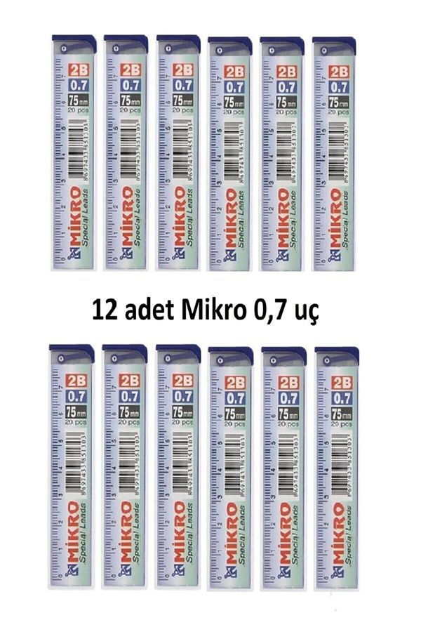Mikro-الحد الأدنى لرأس القلم 0.7 سن 2b مع مسطرة متدرجة - عبوة من 12 قطعة 1