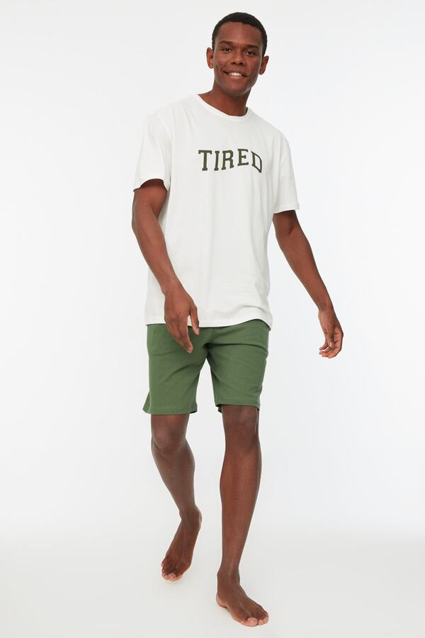 Trendyol Collection-Khaki Pletené šortky Pyžamo Set THMSS21PT0312 1