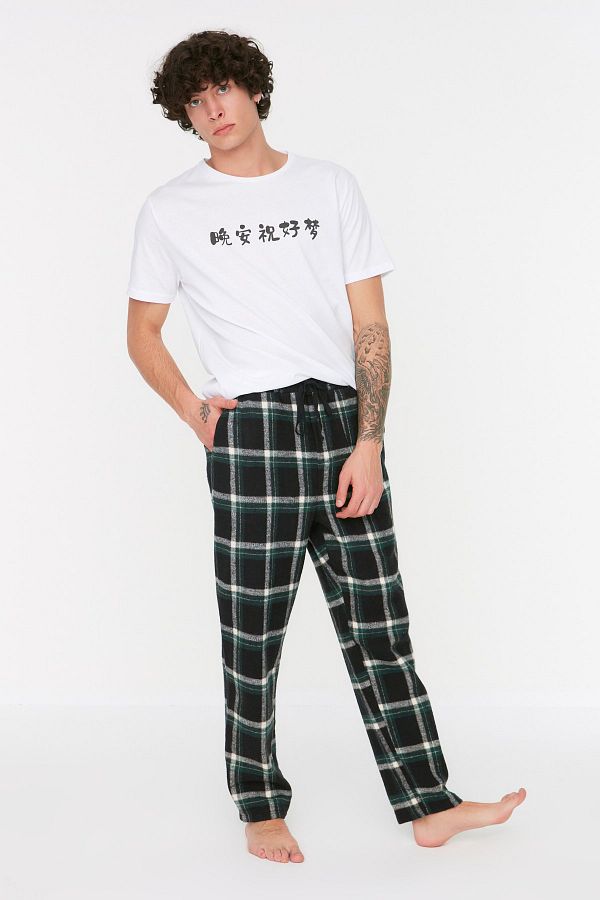 Trendyol Collection-Kockás uniszex szőtt pizsama alsó - többszínű, normál szabású THMAW21PJ0013 1