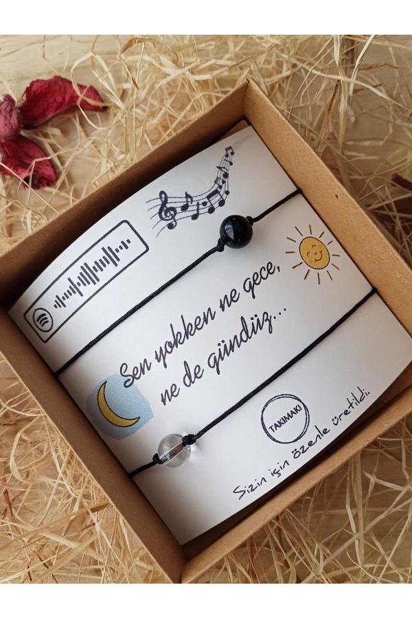 TAKIMAKI-Spotify Natural Stone Couple Bracelet with Song Code Card, No You, No Night and Day 1