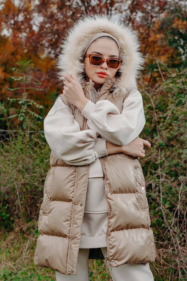 Camel puffer vest hotsell