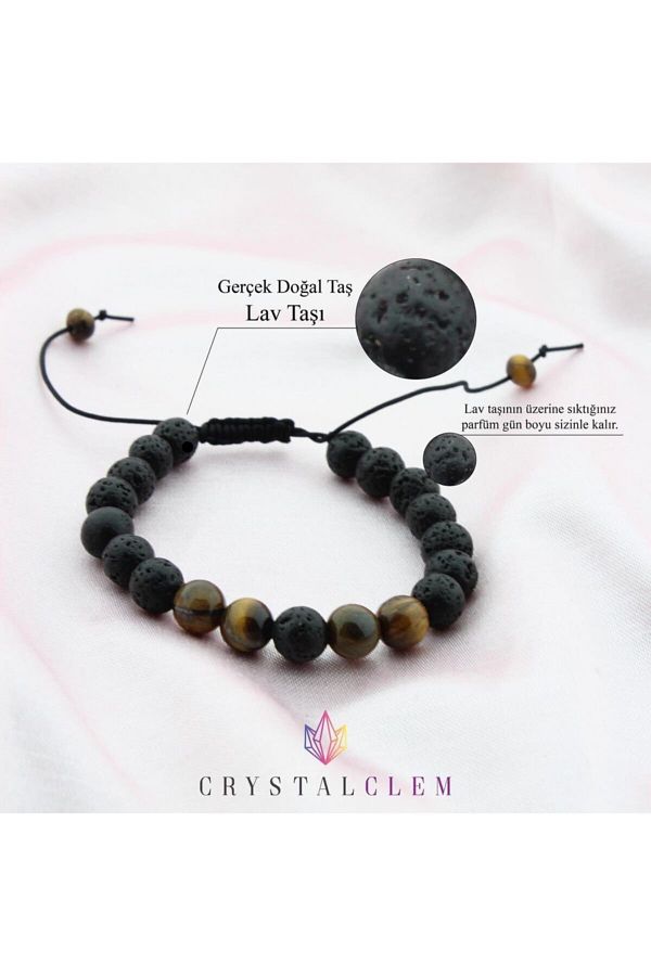 Crystalclem-Tiger Eye Lava Stone Natural Stone Bracelet 1