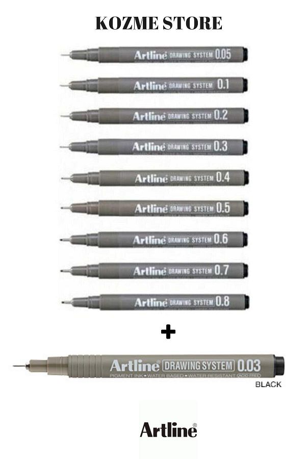 artline-نظام الرسم Teknik çizim Kalemi 10'lu Set (BRUSH YOK)-1 1