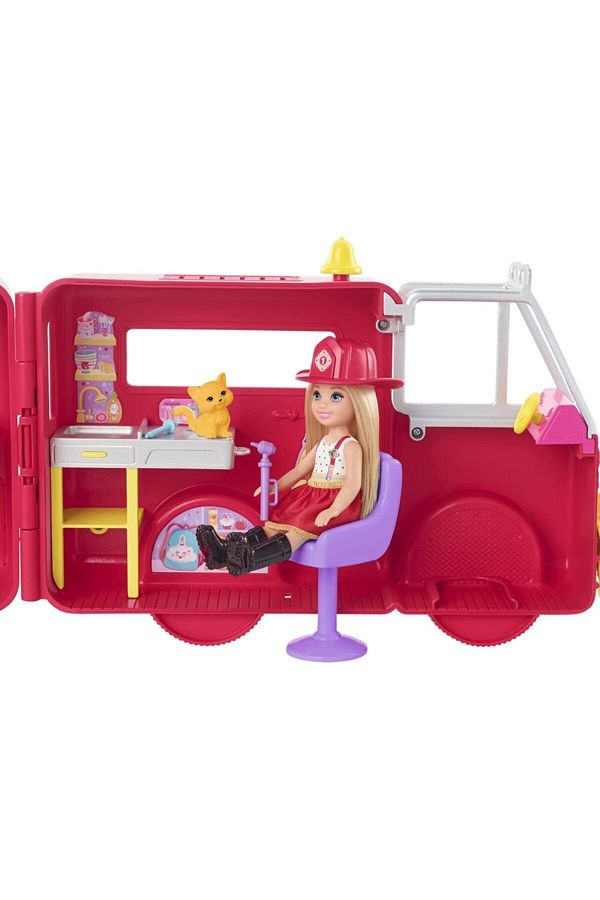 Barbie Chelsea Fire Truck Playset Chelsea 15 CM Fire Truck 15 Accessories Stickers Trendyol